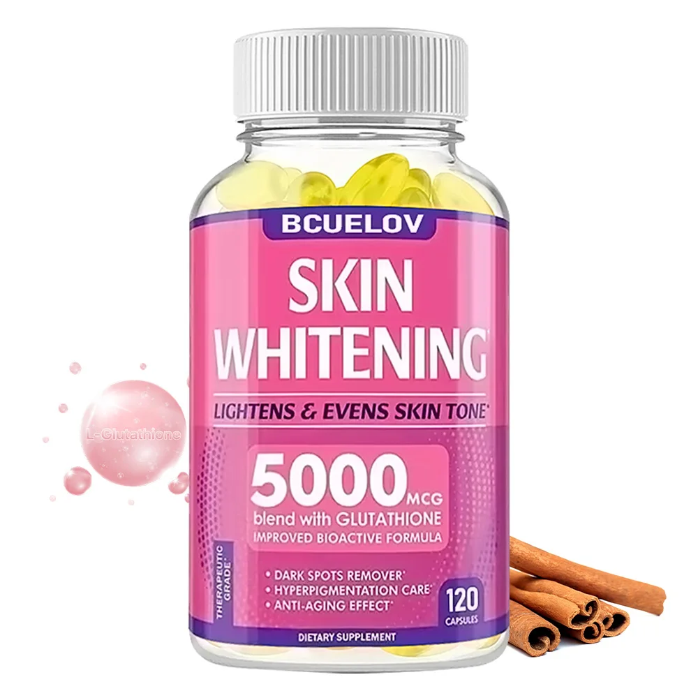 Skin Whitening Capsules - 5000mcg, L-Glutathione Supplement with Cinnamon, Antioxidant, Skin Tone Enhancer, Skin Health