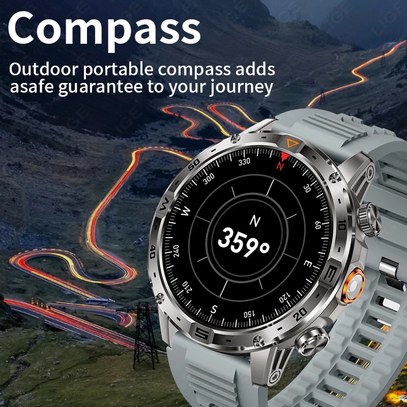 LIGE Relógio Inteligente Masculino Ao Ar Livre 1000mAh Bateria Lanterna LED Bússola Relógio 1.7 ''Grande Tela HD À Prova D 'Água Militar Smartwatch