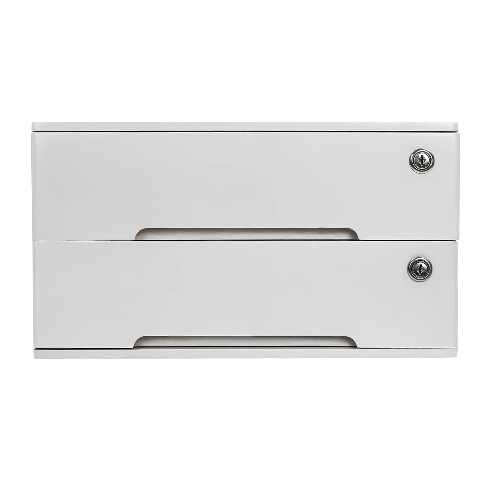 Lockable Wooden Desktop File Cabinet: 2-Tier Drawer Organizer W/ Key Lock - 40x28cm Compact Office Storage (No Assembly)​