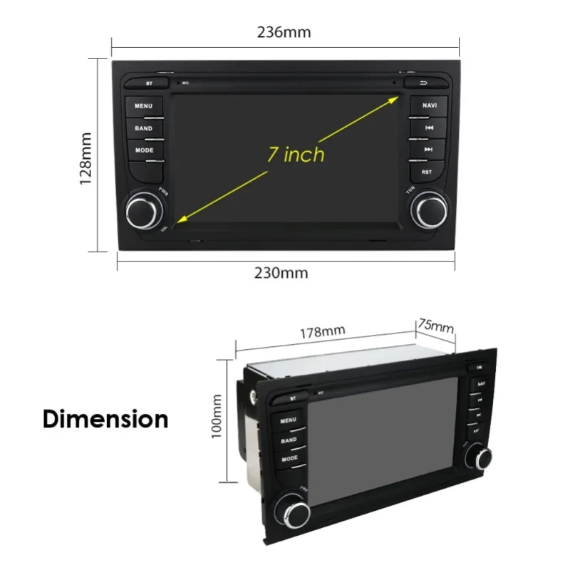 7'' Android 15 GPS-Navigation Autoradio für Audi A4 B6/A4 B7/S4 B7/S4 B6/RS4 B7/Seat Exeo/RS4 Autoradio mit Wireless Carplay, Android Auto, WiFi, Bluetooth, 4G, AI, SWC, Videoplayer, FM, AM, RDS, DSP,