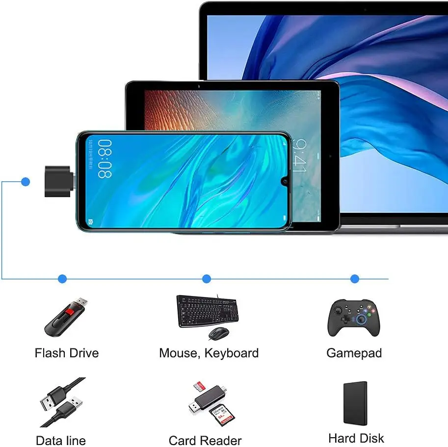 Mini Type-C to USB Adapter Mrico Male to USB Female Data Connector For MacBook ProiPadMini 6/ProMacBookAirType CDevice