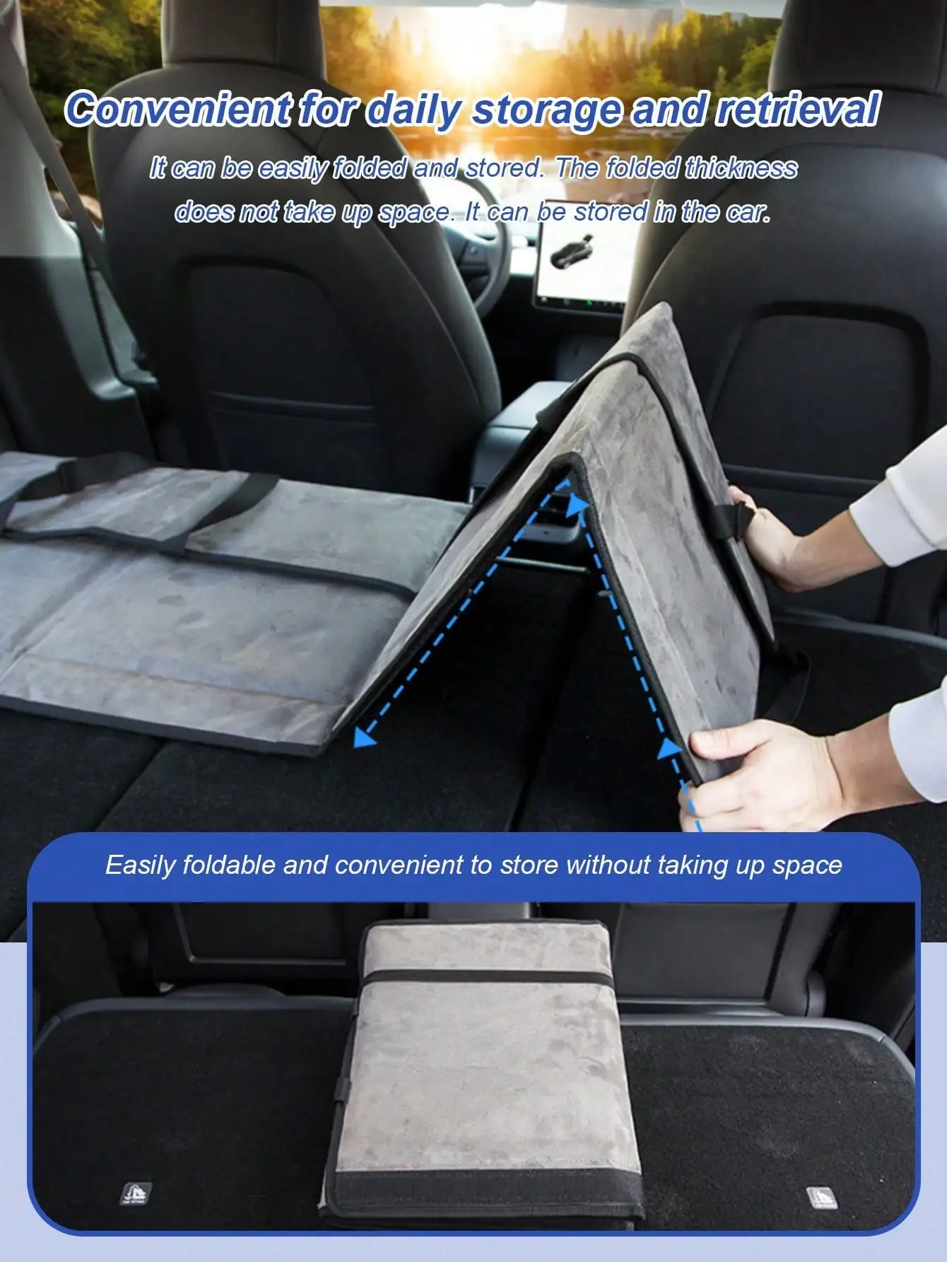 1 قطعة موسع سرير سيارة - مثالي للتخييم والرحلات البرية والسفر لليلة واحدة، مرتبة تمديد قابلة للطي. - 6