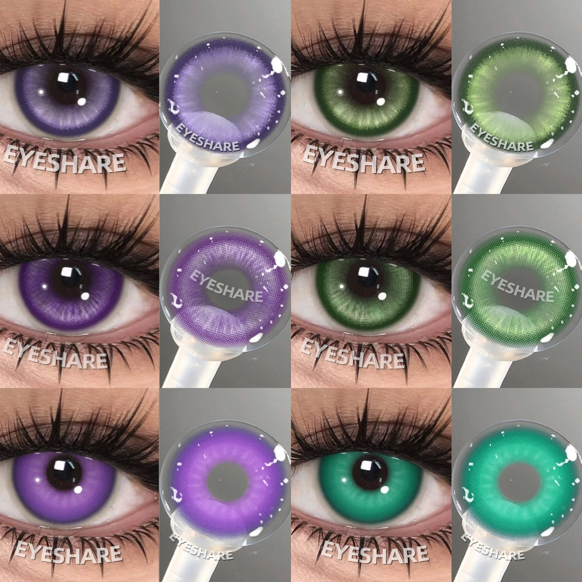 EYESHARE 1 Paar lila Linsen für Augen, Cosplay, Farbkontakte, Anime, farbige Linse, grüne Schüler, Y2K-Halloween-Linsen für Augen
