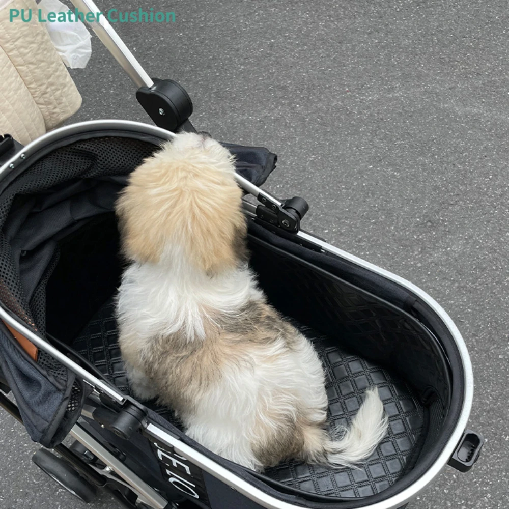 Pet Stroller Leather Cushion,Waterproof Dog Stroller Mat Basket,Puppy Outdoor Cart Accessories,Dog Birther Gift,with Velcro