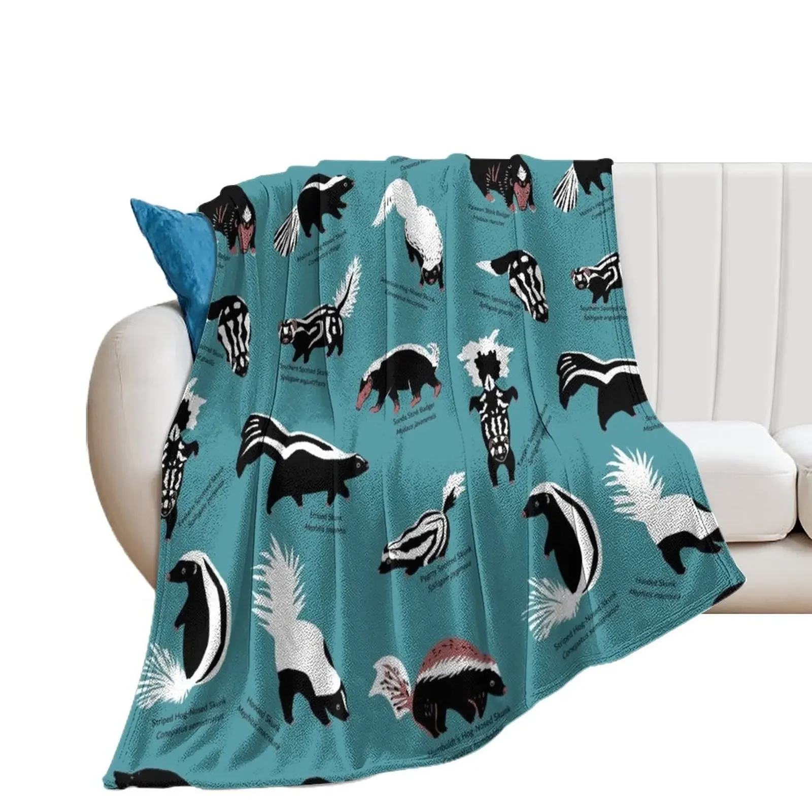 

Skunks of the World: Species of Family Mephitidae Throw Blanket Softest Luxury St Blankets