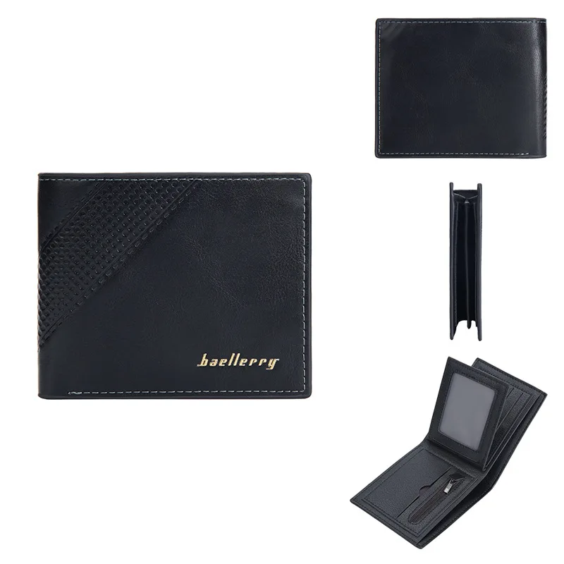 New Men's Short High-quality PU Wallet with Multiple Card Slots for Anti-theft Card Swiping Bag Wallet for Men