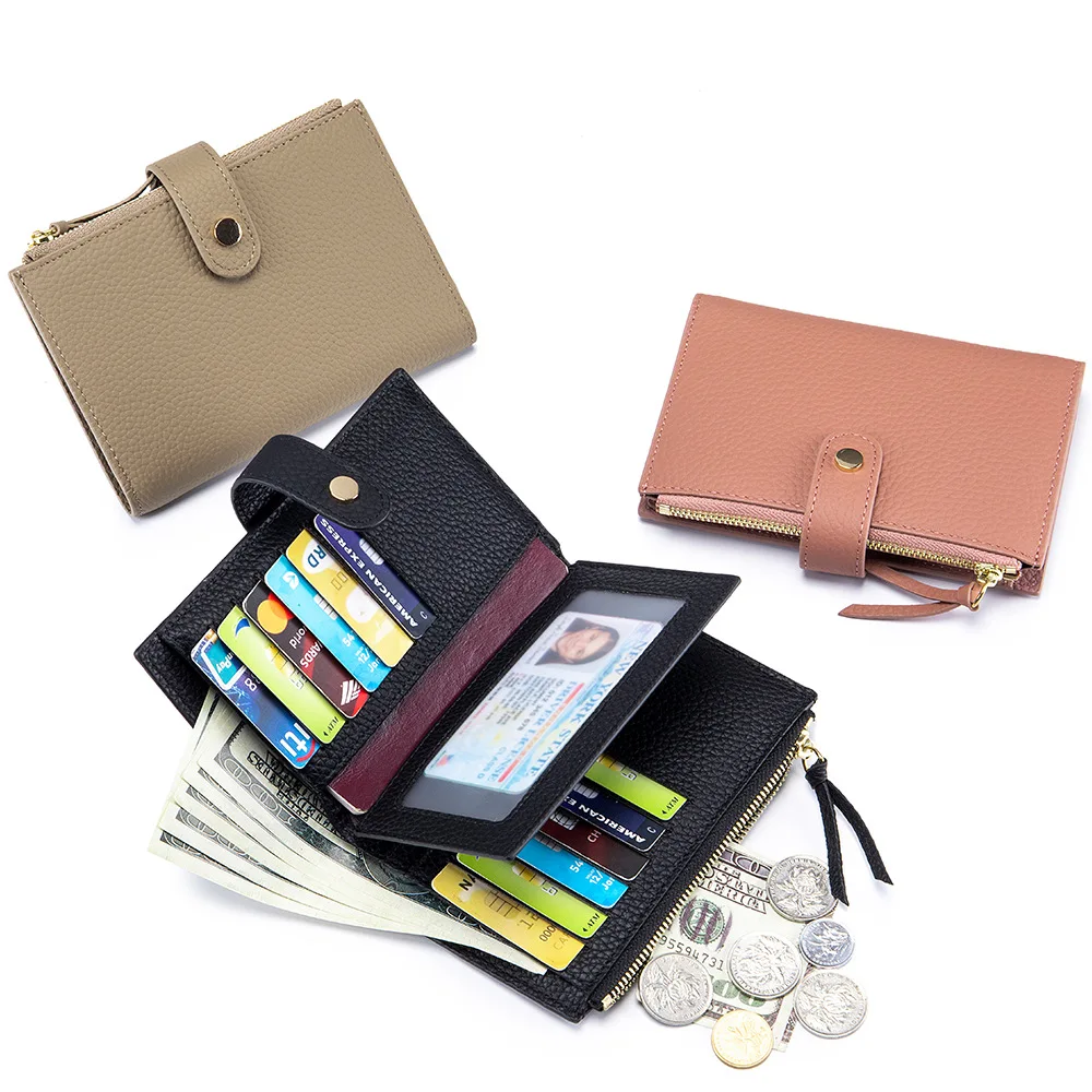 

New Fashion Women Purse Genuine Leather Wallet Cowhide Clutch Multifunction Card Holders Bags