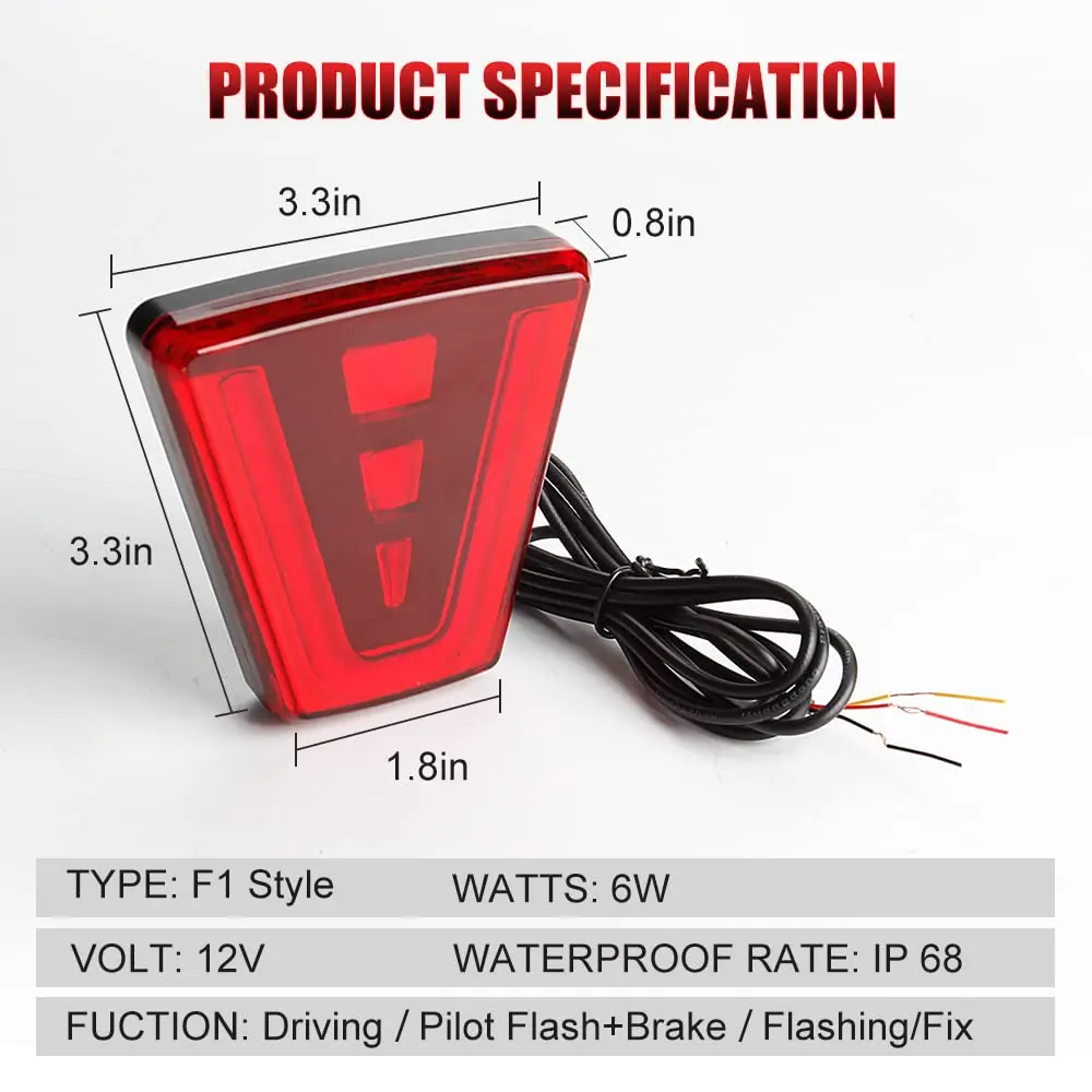 Led Brake Pilot Lights Sporty F1 Style Rear Tail Lights 12V Car Flash Warning Reverse Stop Safety Signal Lamps For Auto SUV Moto