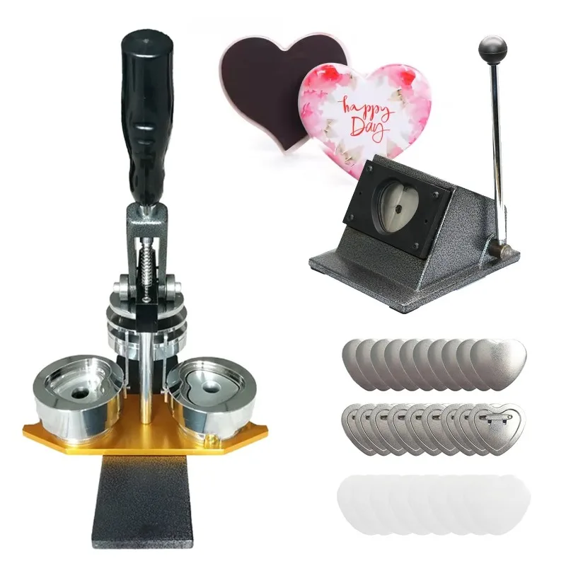 

Heart-Shaped Fridge Magnet Maker Machine DIY Badge Press Machine Custom Button Making Kit with 100 Button Supplies for Crafting