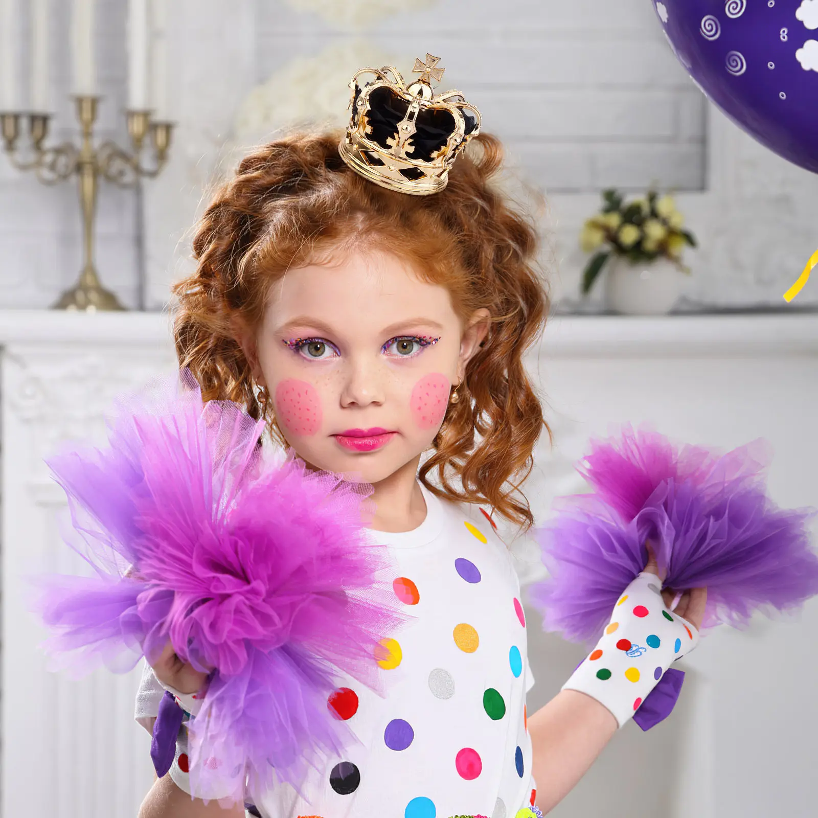 

1Pcs Golden Crown Hair Clip Halloween Themed Three Dimensional Party Queen Headdress for Cosplay Dress Up Festival Accessories