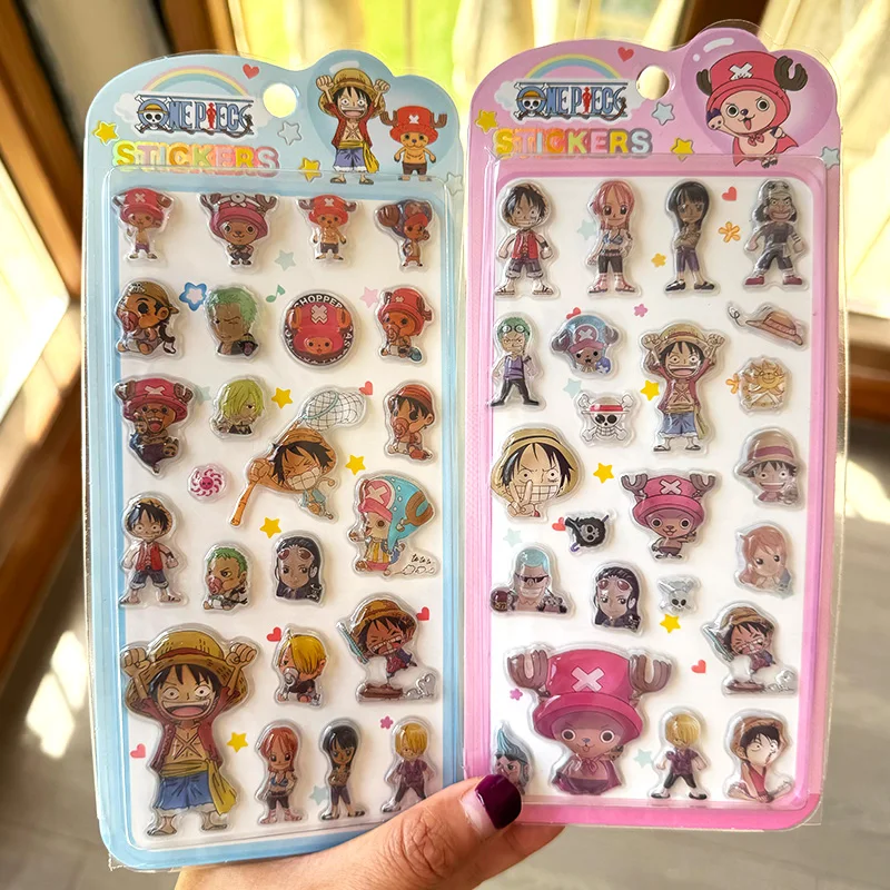 Японские милые 3D-наклейки в стиле One Piece с мультяшным персонажем Monkey D. Луффи, объемные кристаллические стикеры для студентов, для самостоятельного оформления чехлов для телефонов, в качестве награды, игрушки, подарки
