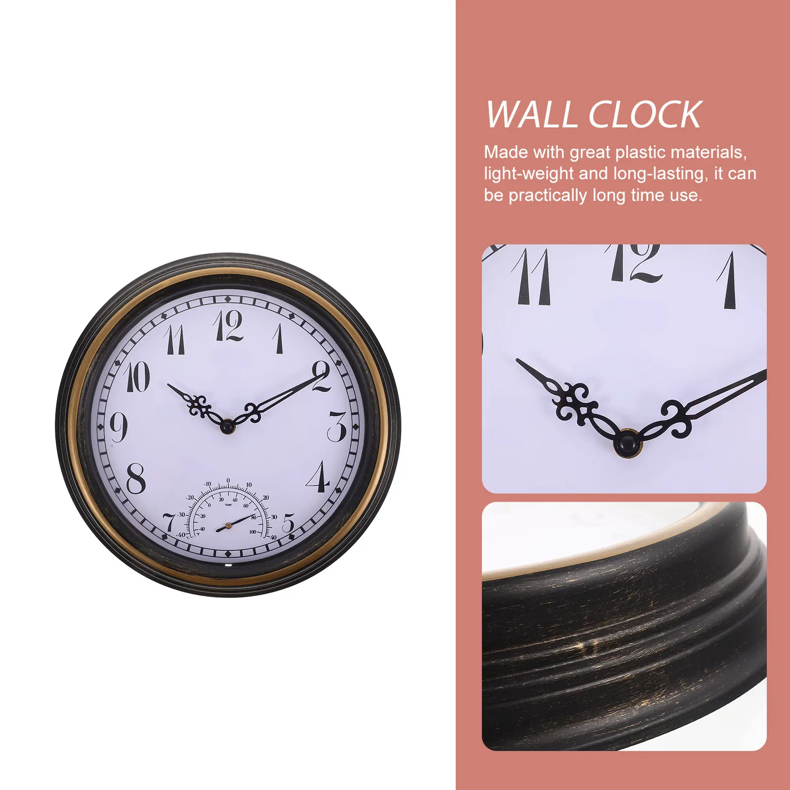 

Waterproof Wall With Thermometer Outdoor Indoor 12 Inch Round Hanging Clock For Home Bedroom Office Decorative Wall Clock