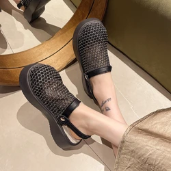 Women Platform Sandals Luxury Slippers Transparent Mesh 2024 NEW Trend Summer Casual Shoes Outdoor Slides Flip Flops For Female