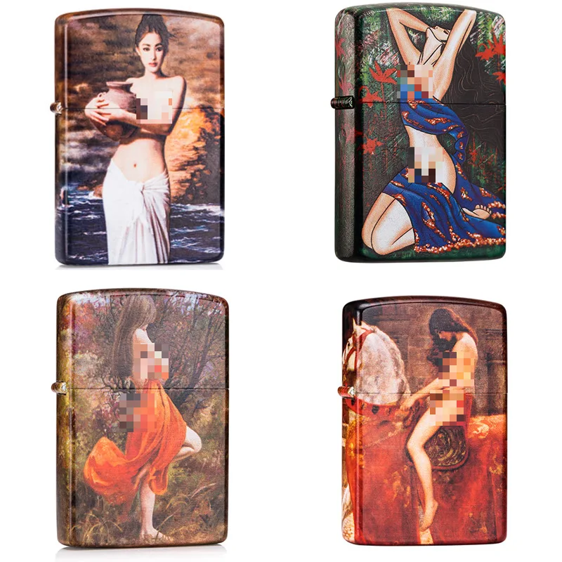 

Zorro lighter creative color paint color printing beauty retro grinding wheel personalized kerosene lighter
