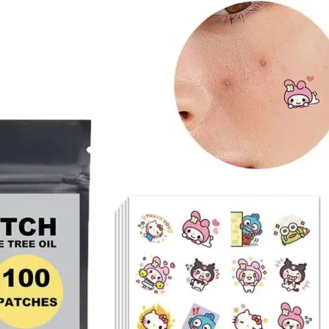 

100pcs Sanrio Cute Cartoon Acnes Care Patch Pimple Spots Gentle Breathable Soothing Invisible Facial Care Sticker ﻿