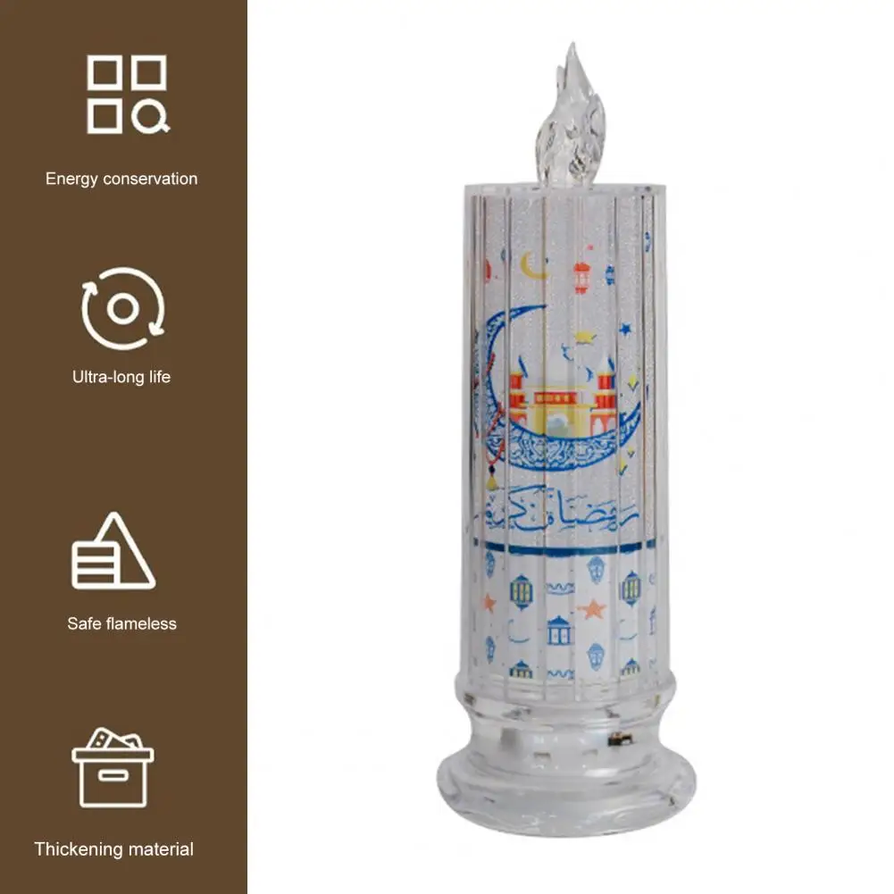 Luz de vela de Ramadán Menorah, lámpara de luna de estrella, funciona con pilas, elegante pantalla, lámpara de mesa para Ramadán Eid para Ramadán