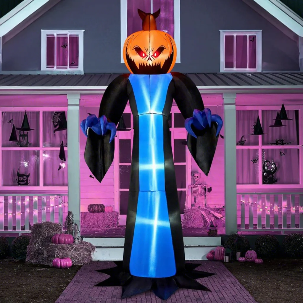 Outdoor Halloween Inflatable Decorations with LED Lights Ghost and Pumpkin Blow-up Halloween Decorations Commercial Inflatable