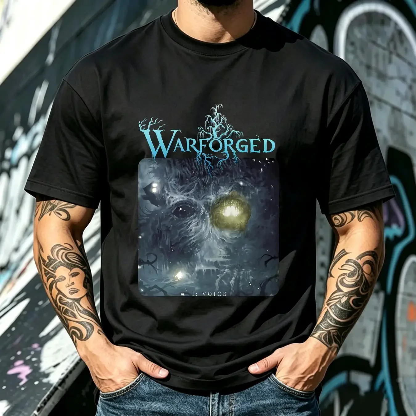 washed T Shirt WarForged I Voice Metal Band Death Technical Prog L M vintage Washed Breathable Stylish streetwear Stretched
