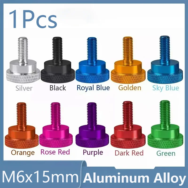 1Pcs Multi-color Anodized Aluminum Alloy Knurled Thumb Screws M6x15mm Hand Twist Bolts for 3D Printer Camera RC Drone DIY