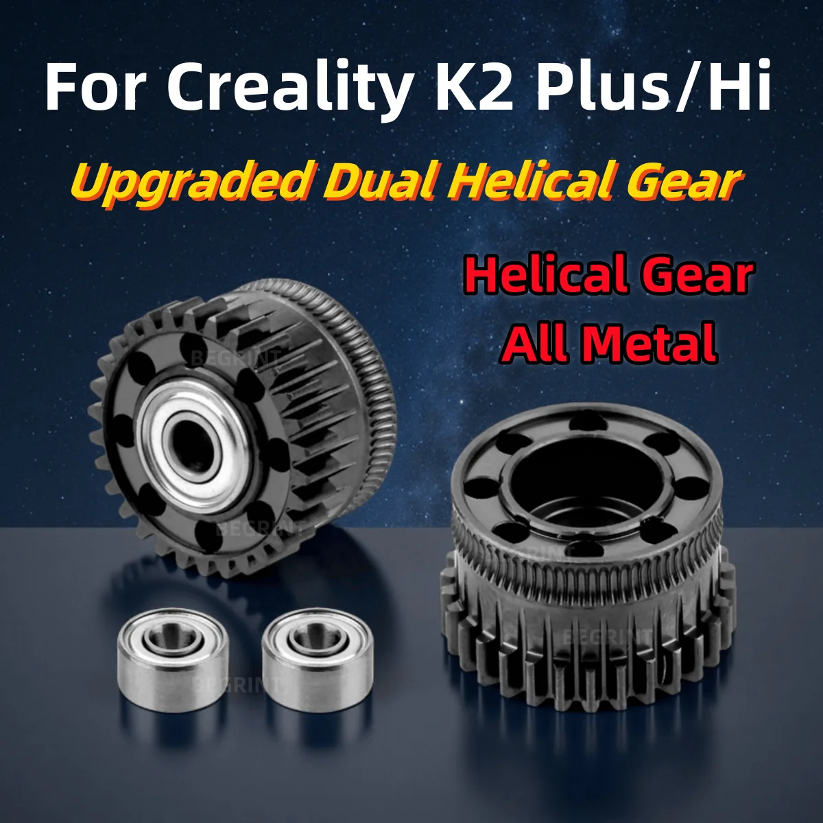 ترقية ترس الطارد لـ Creality K2 Plus جميع معدات محرك الفتيل المعدنية لـ K2P Hi مطلي بالنيكل DLC معطف ملابس صلابة عالية
