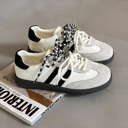 Women Tennis Sneakers Flats Mixed Colors Sewing Ladies Fashion Lace-up Vulcanized Shoes Spring Autumn Outdoor Trainers Footwear