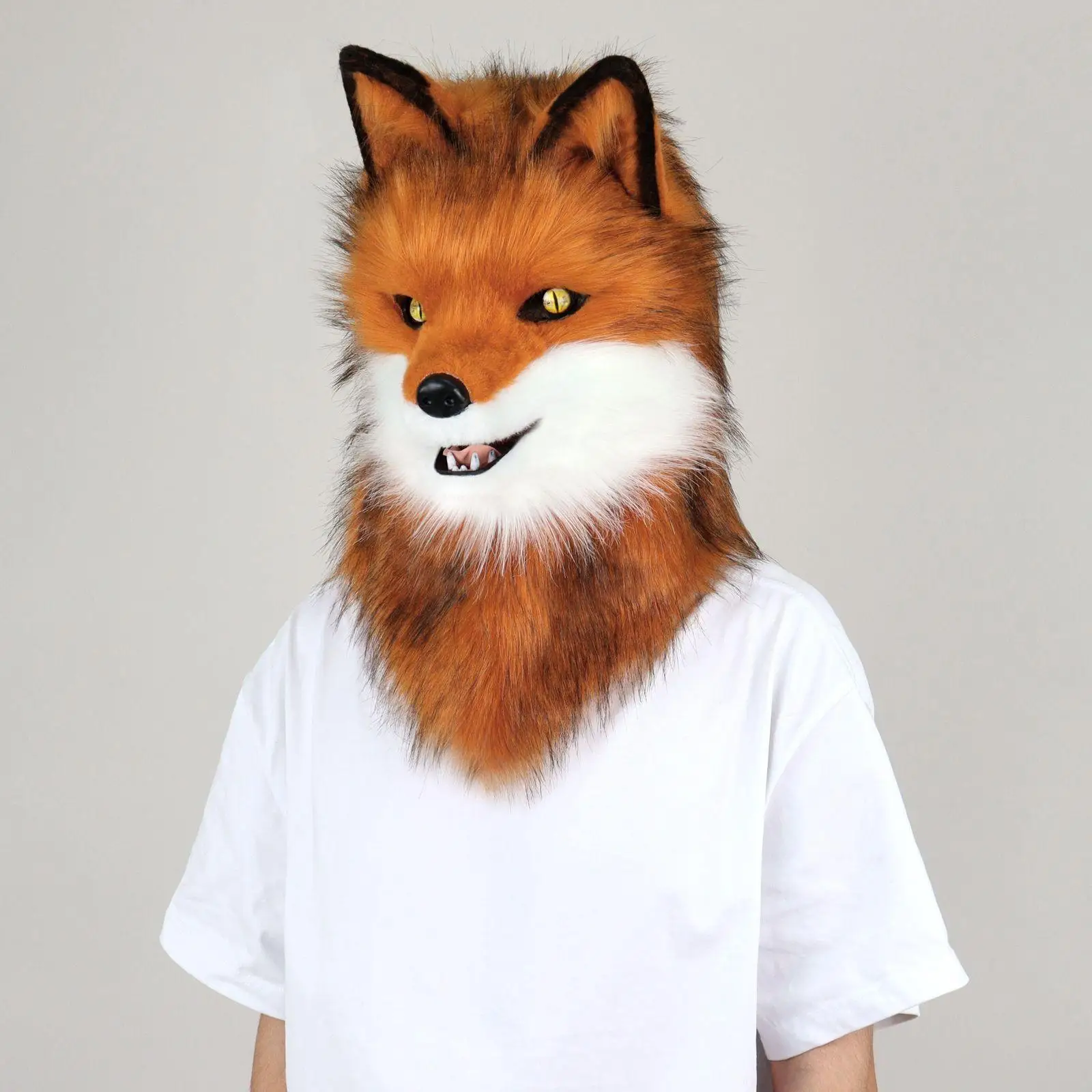Realistic Canine Fox Fursuit Head - Plush Animal Fursona Cosplay Mask Furry Costume