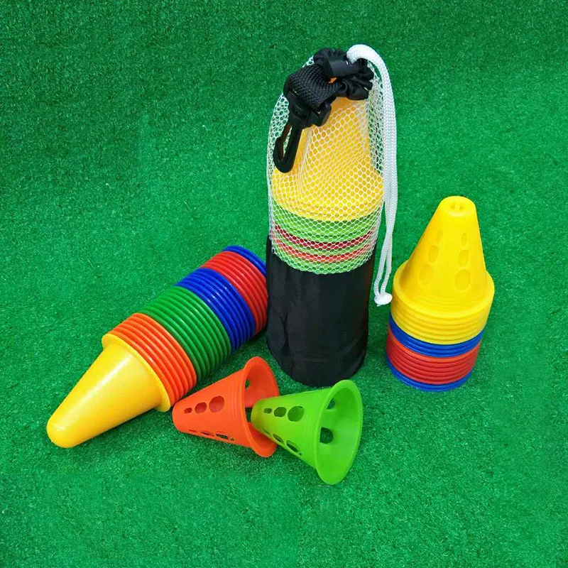 10pcs Soccer Trainning Cone Stadium Marking Agility Training Marker Free Slalom Skate Pile Cup Football Training Equipment