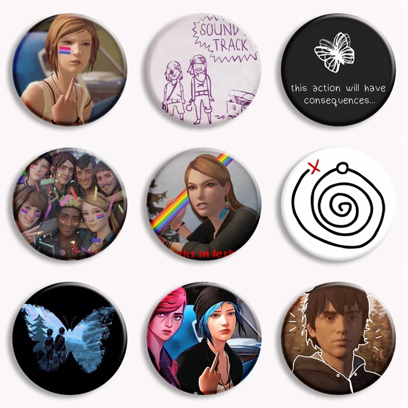 Game Life Is Strange Button Pin Blue Butterfly Enter the Swirl Brooch Lesbian Rachel Amber Badge Bag Accessories Fans Collet