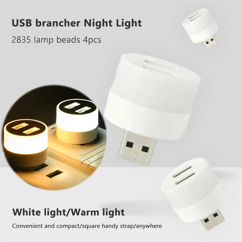 1/4/5 pçs usb led night light mini livro lâmpada usb plug lâmpada luz de leitura com saída usb para computador portátil banco potência
