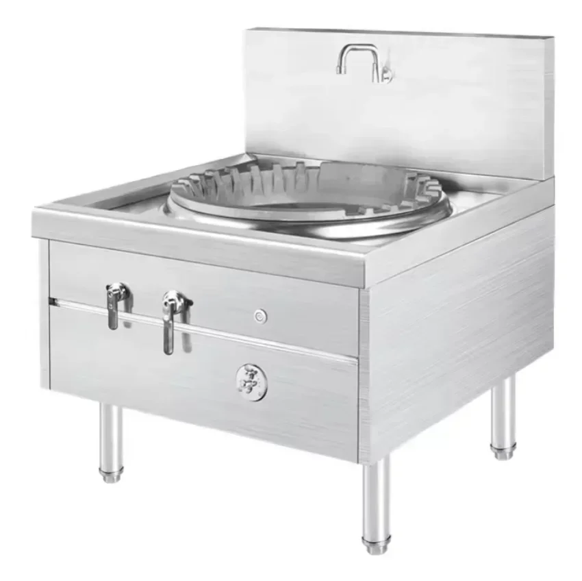 Commercial Large Size 201 Stainless Steel 2 Burner 30kW Gas Wok Gas Stove