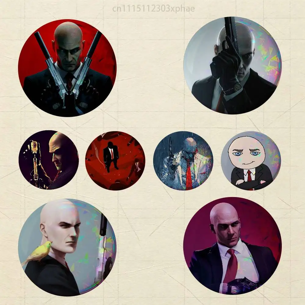 A-Agent 47 H-Hitman Badges 25 32 44 58 75 mm Round Customizable Wholesale Fan goods Self-made fan freebies