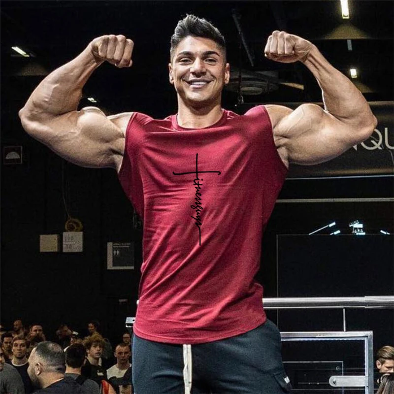 

Summer Cotton Sporting Workout Muscle Undershirts Gyms Bodybuilding Breathable Tank Tops Mens Fitness Exercise Sleeveless Shirts