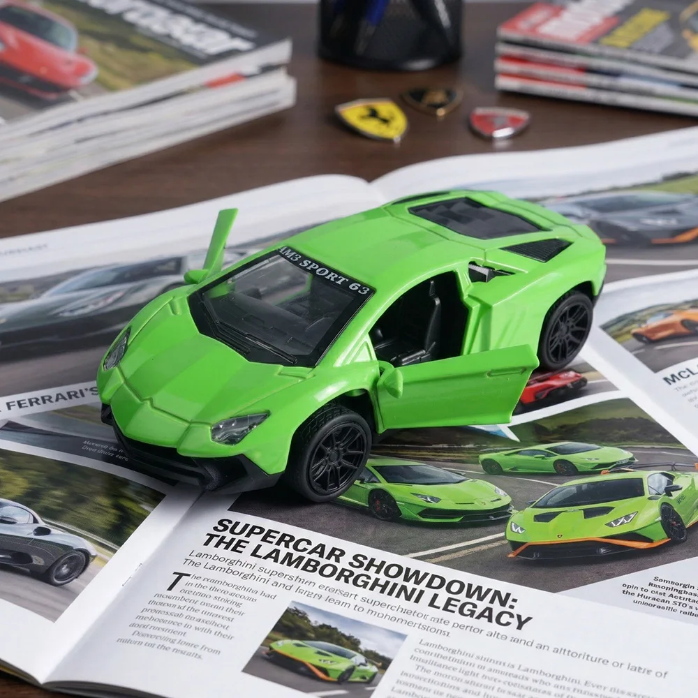 

Машинка-игрушка Aventador в масштабе 1:43, литая под давлением, с функцией отката, зелеными открывающимися дверями, случайный цвет, коллекционный суперкар для детей и автолюбителей