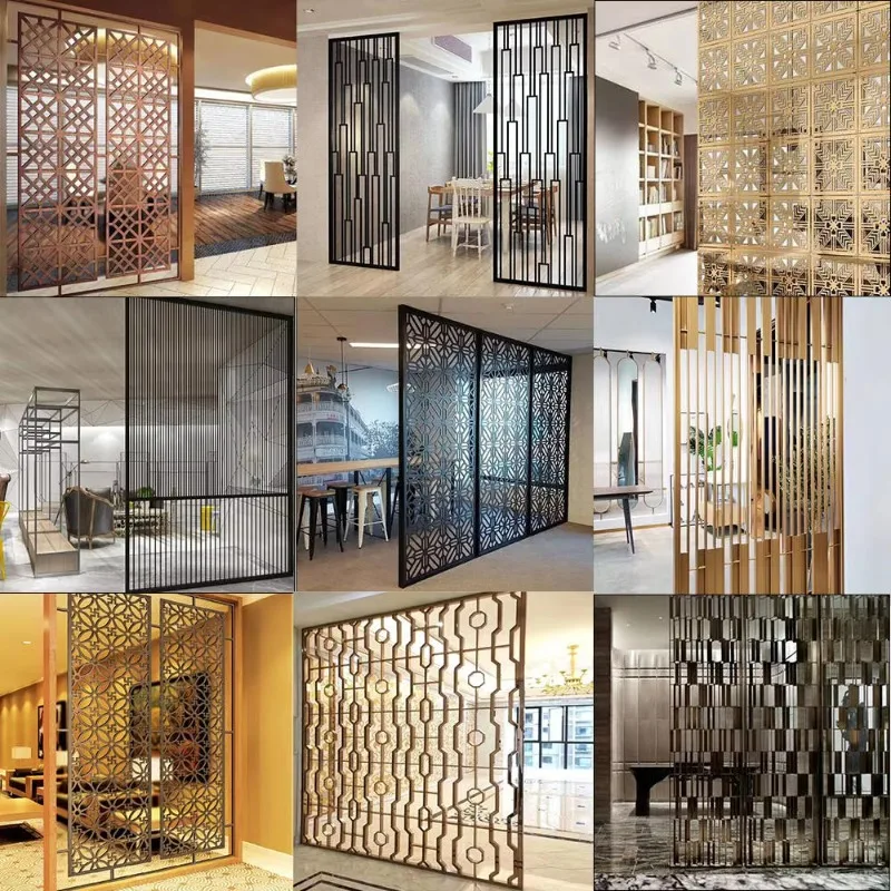 Custom laser cut decorative stainless steel aluminum metal screen indoor room partition screen baffle