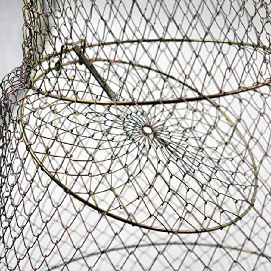 سلة سمك معدنية قابلة للطي مقاومة للصدأ، قفص شبكي قوي وسهل الاستخدام للأسماك الحية #6