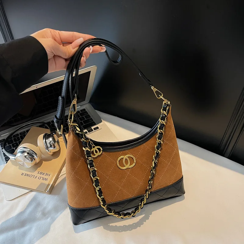 

Quilted Chain Women Bag Fashion Patchwork Shoulder Bag High Quality Stylish Crossbody Purse for Ladies Trendy Chic Look