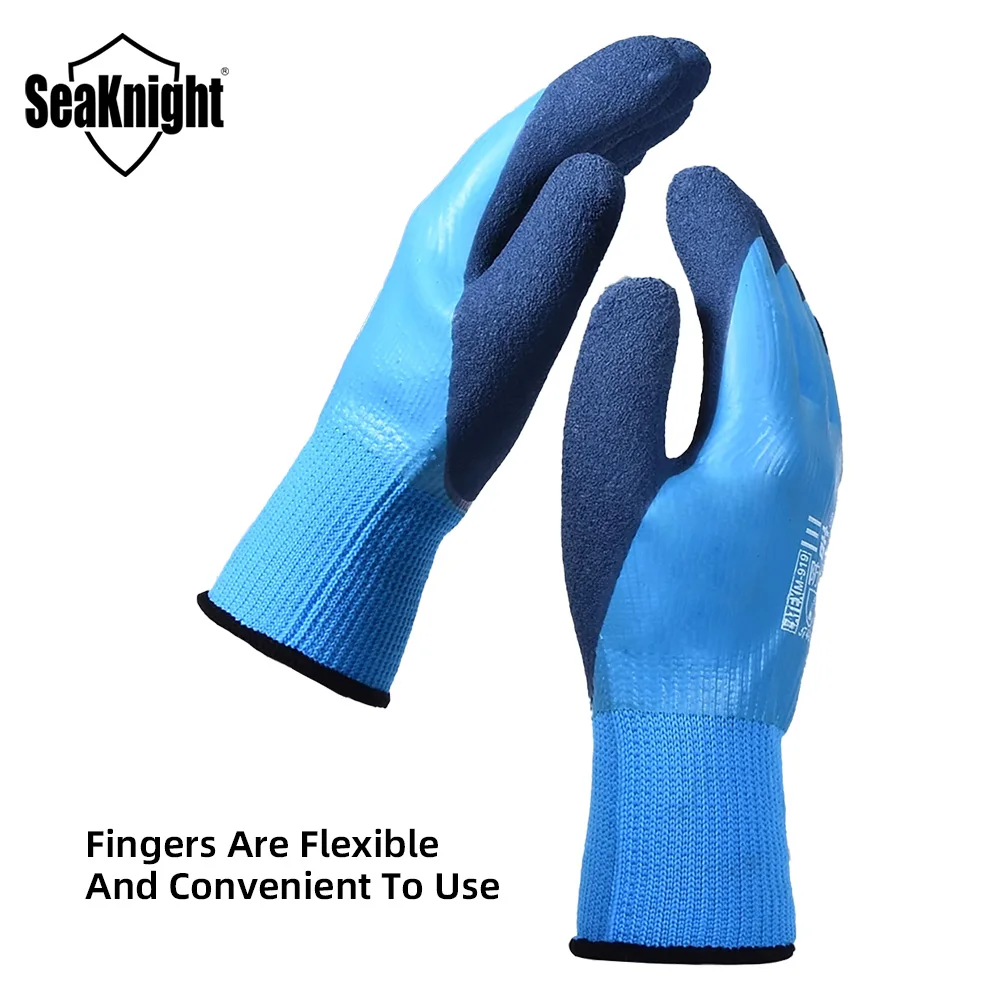 Seaknight New Fishing HOT Gloves Fully Waterproof Plush Gloves Winter Outdoor Warm Gloves Double Sided Waterproof Fishing Tackle