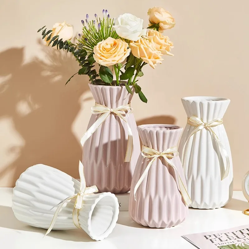 

Nordic Simple Ceramic Vase Table Ornament Flower Pot Hydroponic Systems Wedding Living Room Home Decoration Accessories