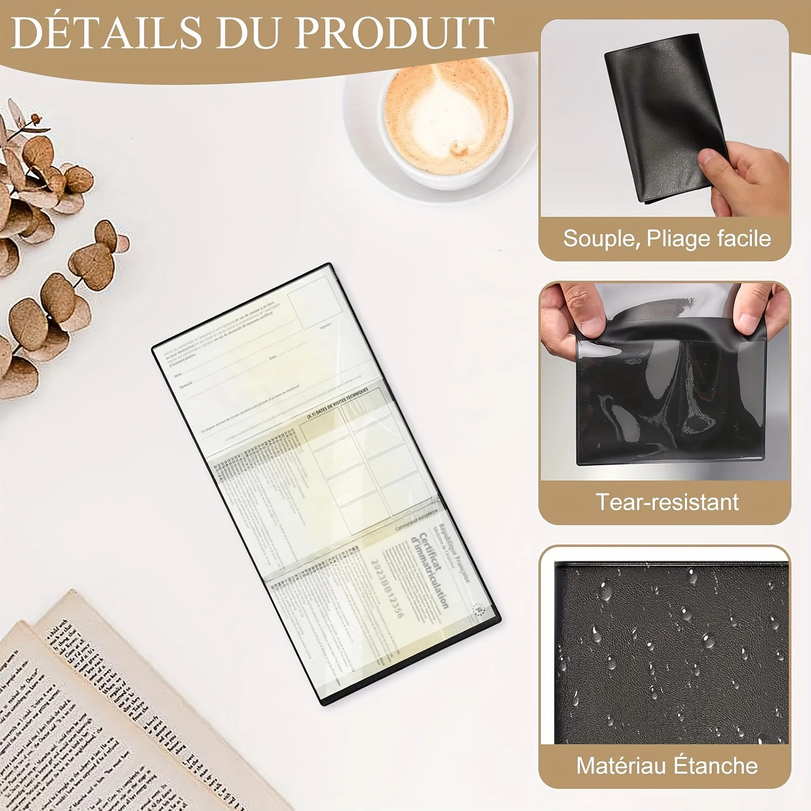 حامل بطاقة تسجيل المركبات والتأمين - وثيقة بلاستيكية شفافة 2026 لأوراق السيارات/الدراجات النارية #3