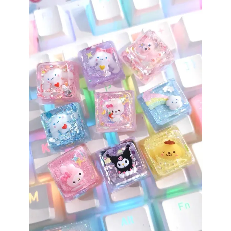 

Kawaii Sanrio Cinnamoroll Kuromi Pochacco аниме индивидуальная механическая клавиатура колпачок нежный мультяшный фестиваль подарок на день рождения