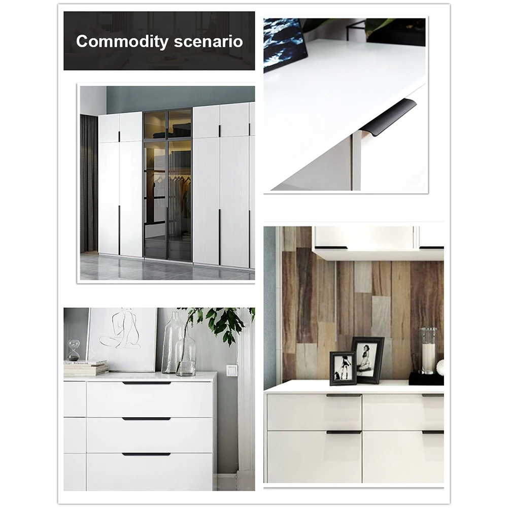 1PC Cabinet Pull Rings Home Furniture Drawer Handles Kitchen Cabinet Door Handles Cupboard Drawer Concealed Finger Edge Pull