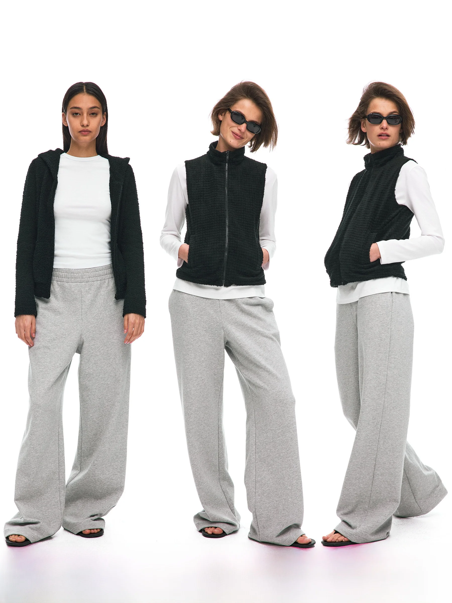 

Loose High Waist Drawstring Waist Wide Leg Sweatpants Cotton Polyester Blend Comfortable Long Pants Anti-Wrinkle Casual Style