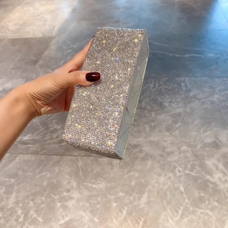 High-grade acrylic cosmetics storage box artificial diamond dresser desktop skin care product cell storage box