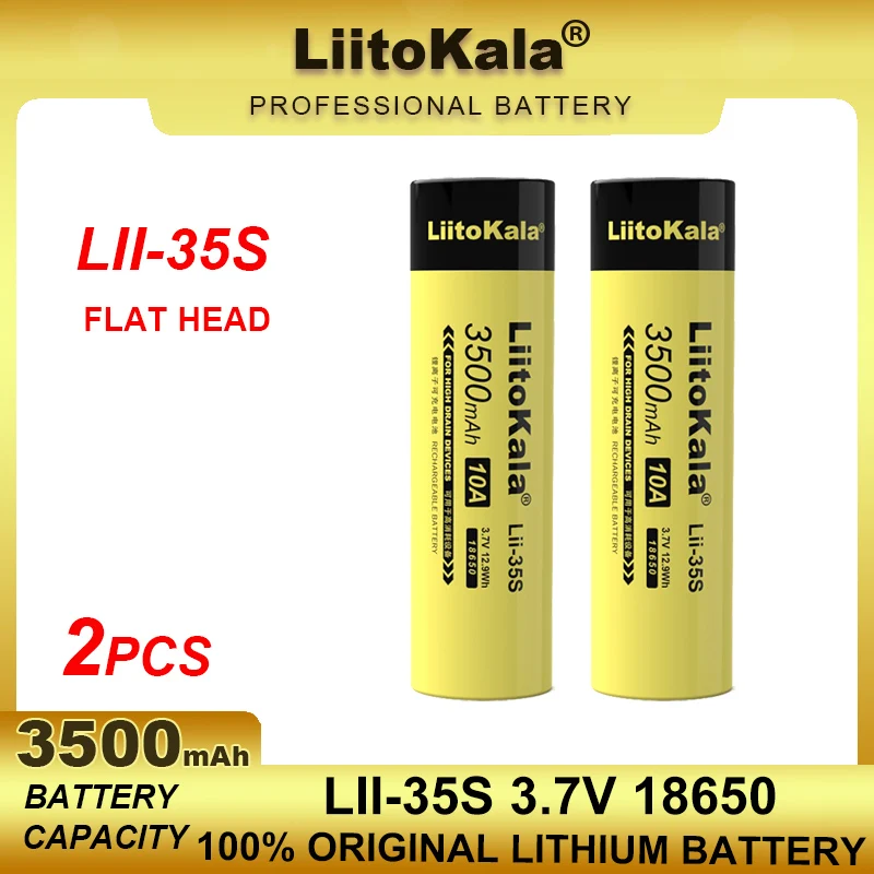 2 szt. 100% oryginalny Lii-35S LiitoKala 18650 3.7V li-ion 3500mAh 10A akumulator rozładowania dla mocnych baterii latarki