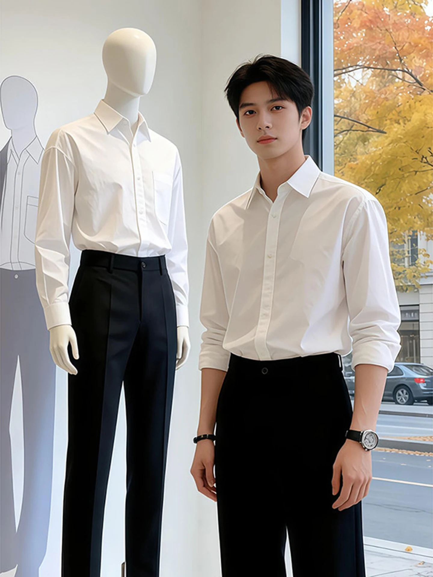 

Мужская премиум-футболка из неополитанского модала с длинным рукавом, повседневная, дышащая, для весны и осени, молодежная мода