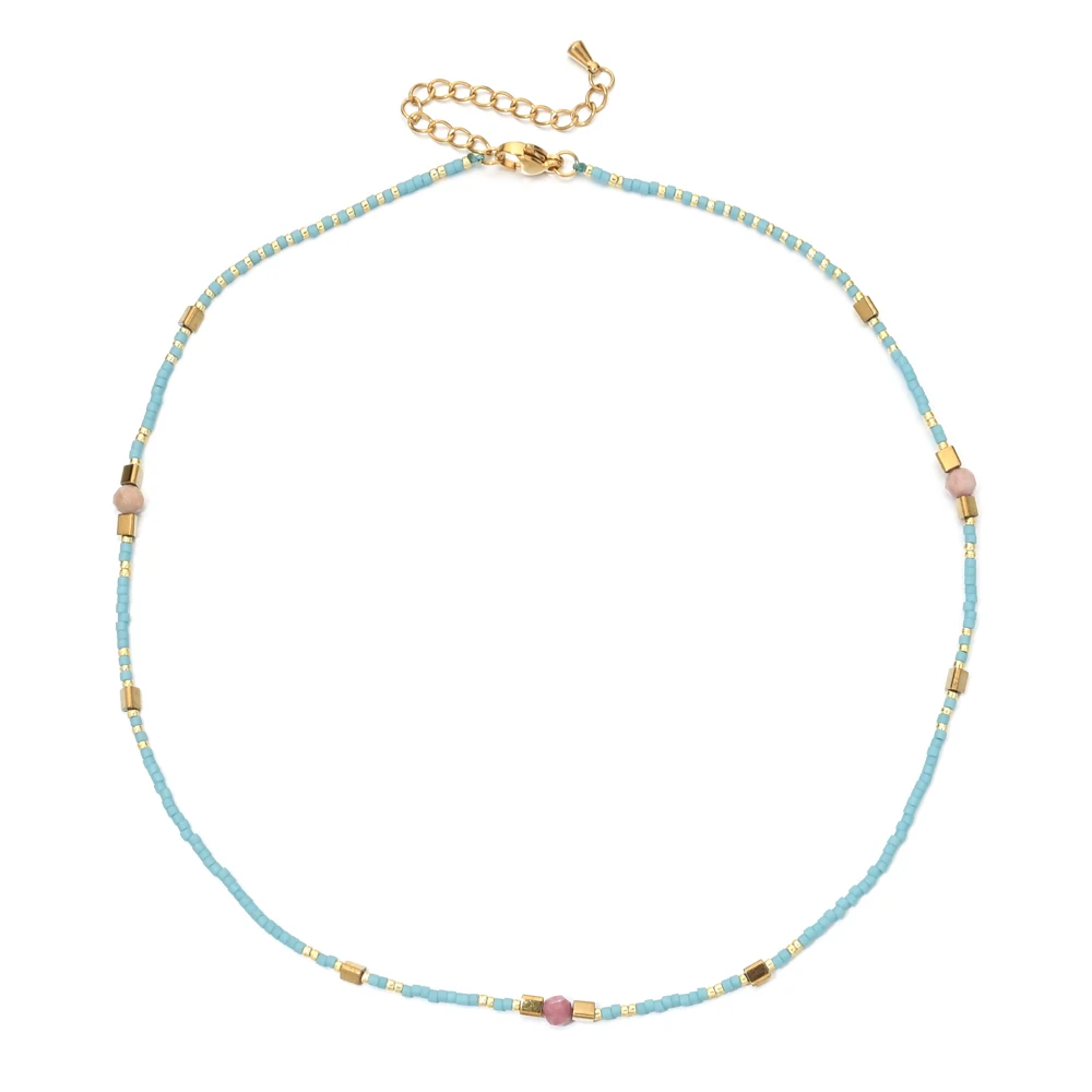 ZMZY Miyuki Beads Fashion Light Luxury Colorful Natural Stone Beaded Necklace Women\'s Gift Wedding Jewelry Necklace 2025 New