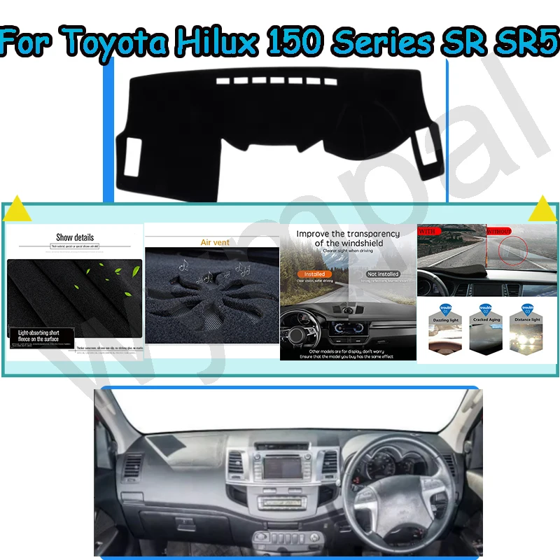 

Коврик для приборной панели, коврик для приборной панели автомобиля, чехол для приборной панели автомобиля для Toyota Hilux 150 Series SR SR5 2005-2015, RHD,