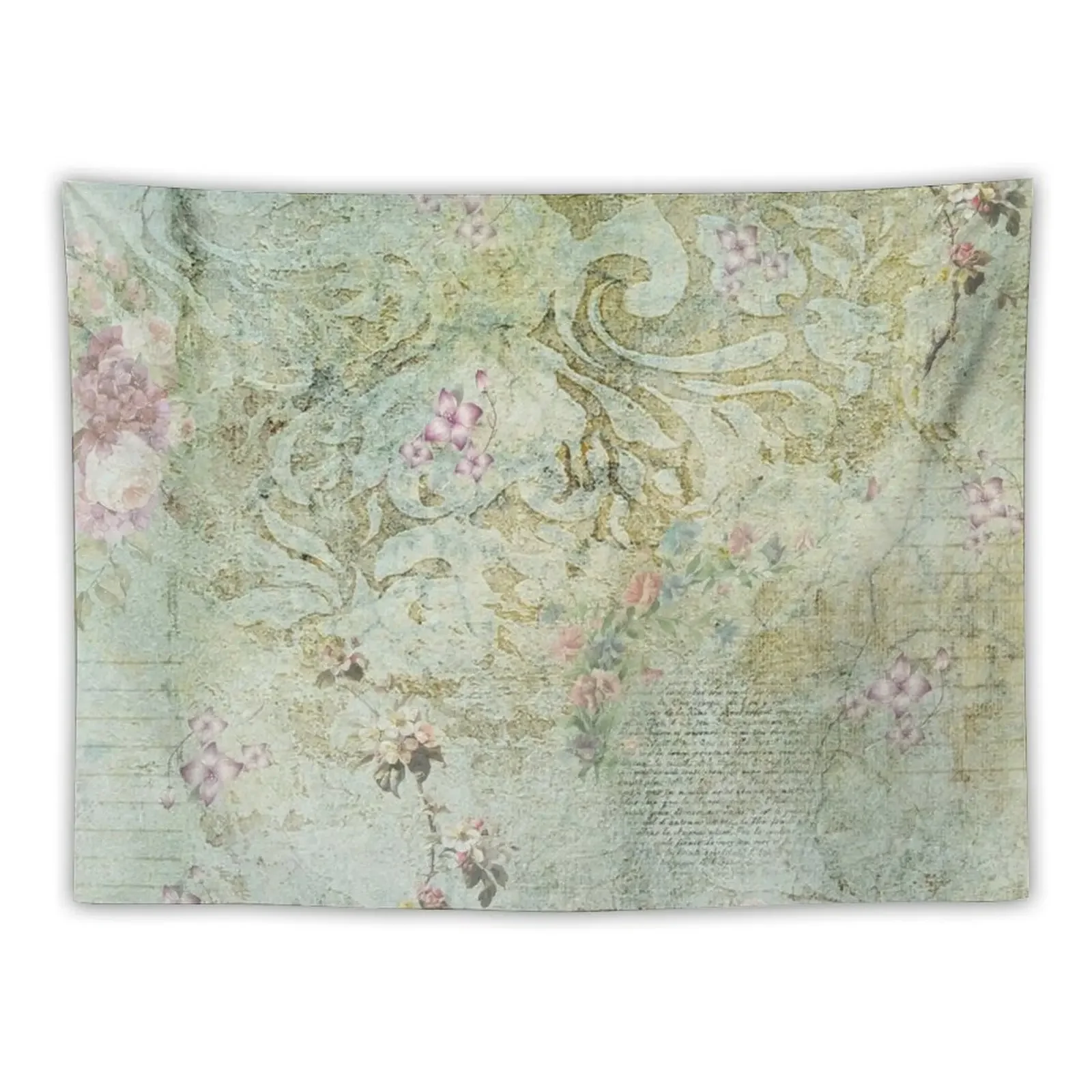 

Vintage French Floral Wallpaper Tapestry Carpet On The Wall Decoration Bedroom Tapestry