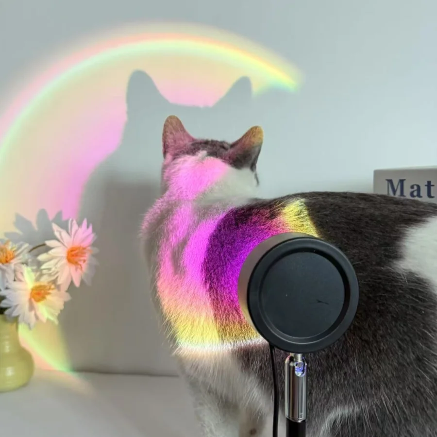 โปรเจคเตอร์โคมไฟพระอาทิตย์ตก 1 ชิ้น, โคมไฟโปรเจคเตอร์แบบชาร์จ USB ไฟ LED, โคมไฟพระอาทิตย์ตกสุดโรแมนติก โคมไฟสำหรับถ่ายทอดสด, โคมไฟสร้างบรรยากาศโรแมนติกในบ้าน