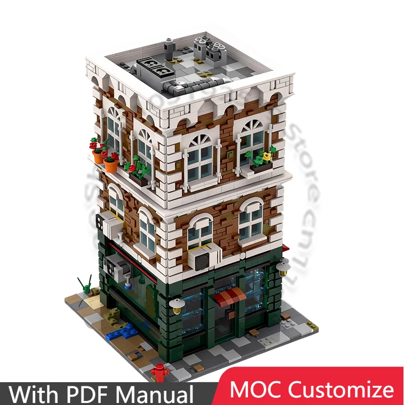 

3150 деталей: Конструктор «Винный магазин» (MOC), модульный, настраиваемый, простой дизайн, развивающая игрушка для мальчиков, подарок на Рождество